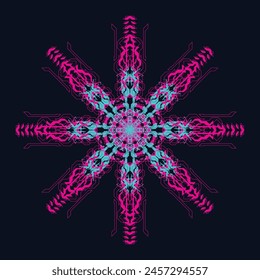 scifi psicodélico mandala cyberpunk patrón sin fisuras elemento de Vector tribal para tela y textil, ilustración 2d