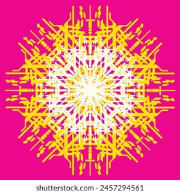 scifi psychedelic mandala cyberpunk pattern seamless tribal vector element for fabric and textile, 2d illustration