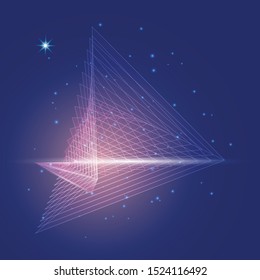 Sci-Fi pyramid line network background, stock vector