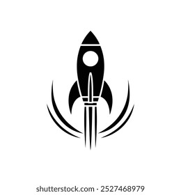 Sci-Fi Rocket Silhouette Perfect for Celebrating Science Fiction Day, Space Exploration Week, and Festivals