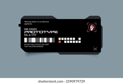 Sci-Fi Tech Label Design. Cyberpunk Sticker, Futuristic Sticker