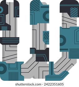 
Letra técnica de Scifi vector de alfabeto