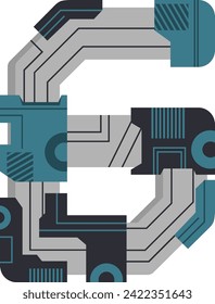 
Scifi Tech Letter Alphabet Vector