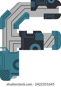
Scifi Tech Letter Alphabet Vector