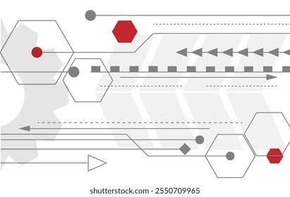 Sci-Fi Technological Background with Gear and Geometric Figures. Mechanical devices, user interface and technology vector art