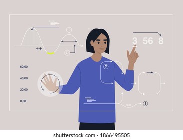 Sci-fi technologies, a young male character working on a hologram augmented reality display - Powered by Shutterstock - Get 15% off with code: PIKWIZARD15
