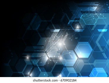 Sci-fi technology abstract background, futuristic polygonal dark blue background