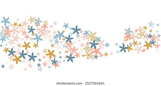 Diseño de Vector de flores simples Scilla. Lindos Elementos de flores de prado dispersos. motivo de invitación de boda. Flores dulces Scilla flor rústica. Pétalos rayados.