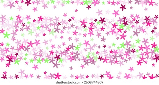 Scilla simple flowers vector design. Gentle garden floral elements scattered. Mother's Day motif. Organic flowers Scilla primitive blossom. Striped petals.