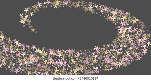 Scilla simplistic flowers vector illustration. Little meadow bloom shapes scattered. Valentines Day pattern. Sweet flowers Scilla primitive blossom. Stripy petals.