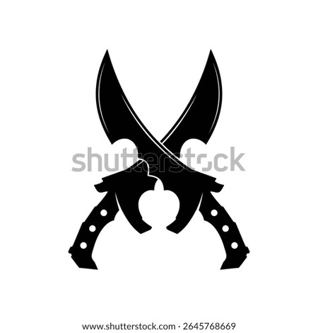 Scimitar saber icon crossed sharp weapon