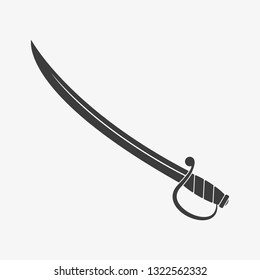 Scimitar Sword Icon. Saber Or Cavalry Sword Sign. Vector Illustration.