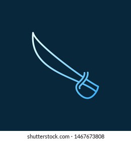 Scimitar Sword vector concept outline colored icon or sign on dark background