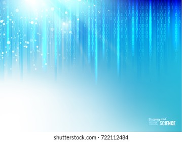 Scince illustration of bigdata. Abstract binary code on deep blue background of Matrix style. Bigdata visualization. Vector illustration.