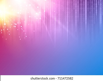 Scince illustration of bigdata array. Information streams of cybercode flow. Future technology of chemical science. Digital element with binary code. Vector illustration.