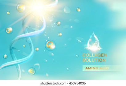 Scince illustration of a DNA molecule. Organic cosmetic and skin care cream. Vector illustration.