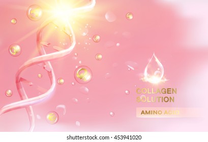 Scince illustration of a DNA molecule. Organic cosmetic and skin care cream. Vector illustration.