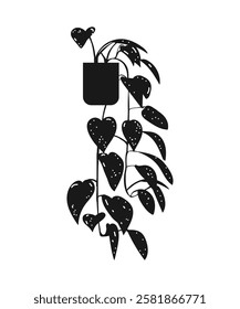 Scindapsus. A potted houseplant. Vector illustration. Silhouette of a plant