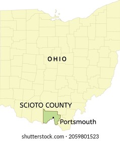 Scioto County And City Of Portsmouth Location On Ohio State Map