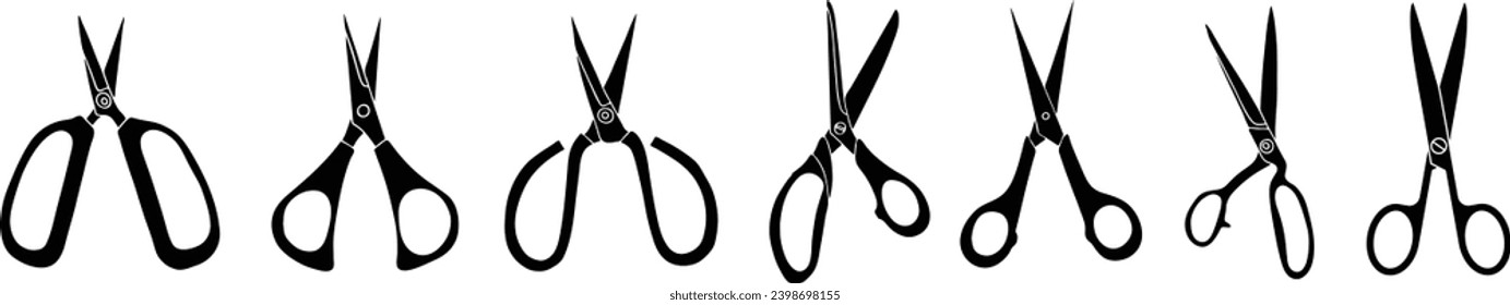 Scissior icon set. Hairdresser or barber scissors silhouettes