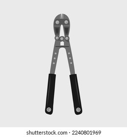 Schere Bolzschneider flache Vektorgrafik. Cute-Metal-Schwarz-Silber-Schere-Bolzenschneider-Vektorgrafik für Grafikdesign und dekoratives Element