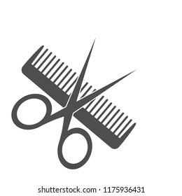 Scissor and comb. Barber accessories