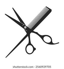 Scissor and Comb Barbershop Icon Vector Logo Template Illustration Design. Vector