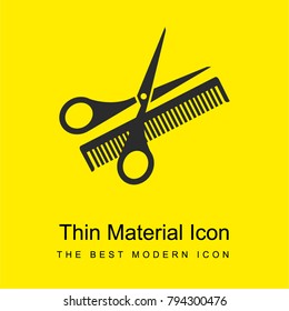 Scissor and comb bright yellow material minimal icon or logo design