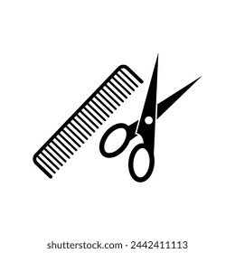 Scissor and comb icon vector flat illustration on white background..eps