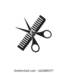 Scissor and comb icon vector isolated on white background