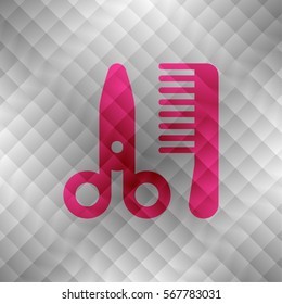 Scissor and comb premium red grid gradient logo / icon design