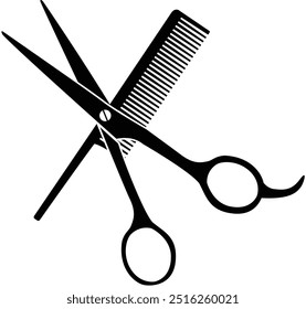 tesoura com sinal de pente, tesoura com pente, símbolo de salão, logotipo de escova de cabelo de tesoura, símbolos de Barbershop, logotipo de salão