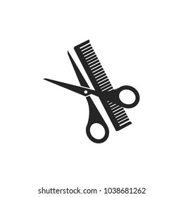 Scissor and comb vector icon