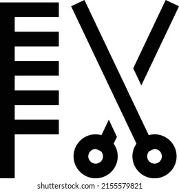 scissor comb Vector illustration on a transparent background.Premium quality symbols.Glyphs vector icon for concept and graphic design.