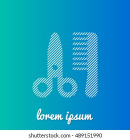 Scissor and comb White stroke fill with blue & green gradient background Icon / Logo Design