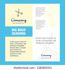 Scissor  Company Brochure Title Page Design. Company profile, annual report, presentations, leaflet Vector Background