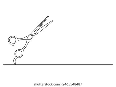 Scissor continuous one line drawing vector illustration 