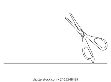 Scissor continuous one line drawing vector illustration 