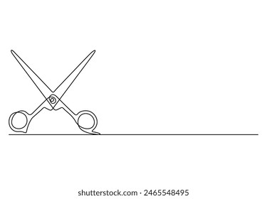 Scissor continuous one line drawing vector illustration 