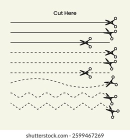 Scissor cut the line cut here sign graphic design 