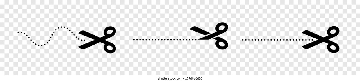 Scissor cut line icon. Black scissor border paper background cutout line coupon