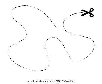 Scissor cut line icon. Black scissor border paper background cutout line coupon