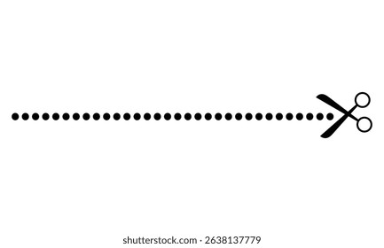 Scissor with cut line icon. paper dash cut mark icon. scissor trim line icon. dotted dash cutting line symbol . Vector Illustration . EPS 10 .