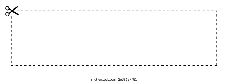 Scissor with cut line icon. paper dash cut mark icon. scissor trim line icon. dotted dash cutting line symbol . Vector Illustration . EPS 10 .