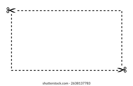Scissor with cut line icon. paper dash cut mark icon. scissor trim line icon. dotted dash cutting line symbol . Vector Illustration . EPS 10 .