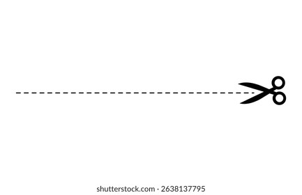 Scissor with cut line icon. paper dash cut mark icon. scissor trim line icon. dotted dash cutting line symbol . Vector Illustration . EPS 10 .