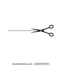 Scissor with cut lines icon vector graphics