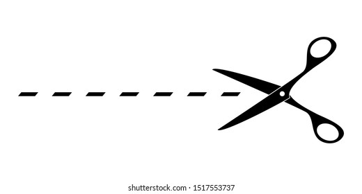 scissor cut lines vector silhouette isolated on white background