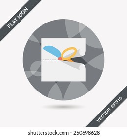 Scissor cut paper flat icon with long shadow,eps10
