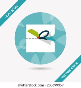 Scissor cut paper flat icon with long shadow,eps10